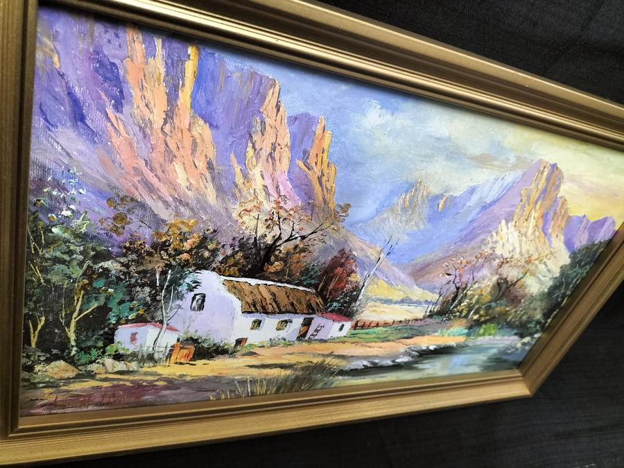 Beautiful Framed Oil On Board Farm Landscape  - Popular SA Artist - Vincent Olivier