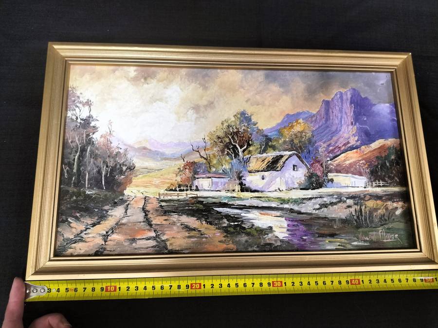 Beautiful Framed Oil On Board Farm Landscape - Popular SA Artist - Vincent Olivier