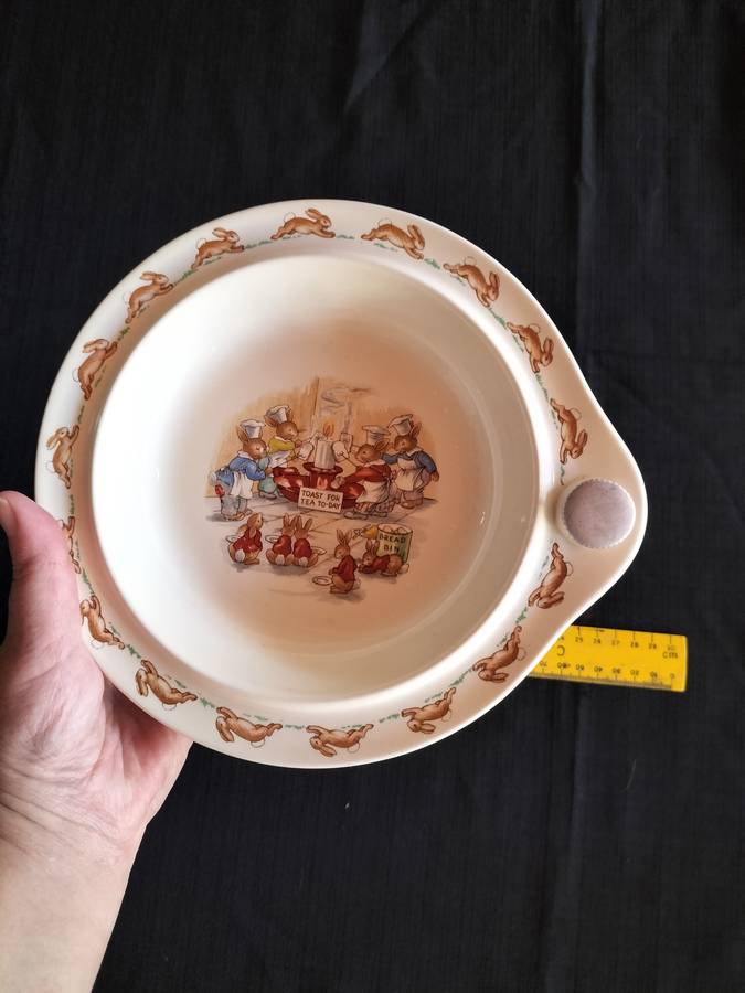 Beautiful Vintage Royal Doulton Bunnykins  - Hot Water Warming Bowl - Toast For Tea Day