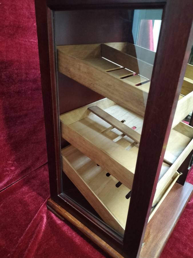 Stunning Premium Three Tiers Cigar Humidor Display Cabinet 49cm x32cm - Cuban Connection