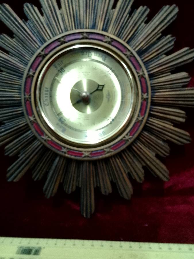 Stunning Vintage Wooden Sunburst Wall Barometer - See My Description