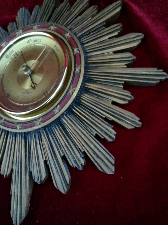 Stunning Vintage Wooden Sunburst Wall Barometer - See My Description