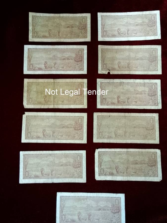 Collection Of Eleven Republic Of South Africa One Rand Notes - TW De Jongh