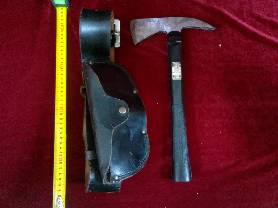 Vintage British W.Gilphin Fireman Axe with Leather Belt and Holder