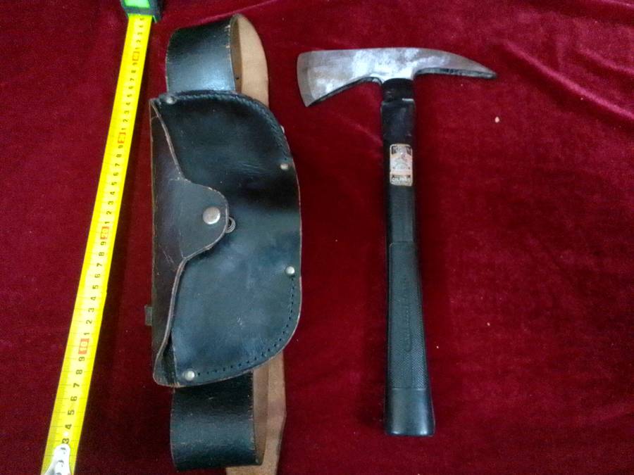 Vintage British W.Gilphin Fireman Axe with Leather Belt and Holder
