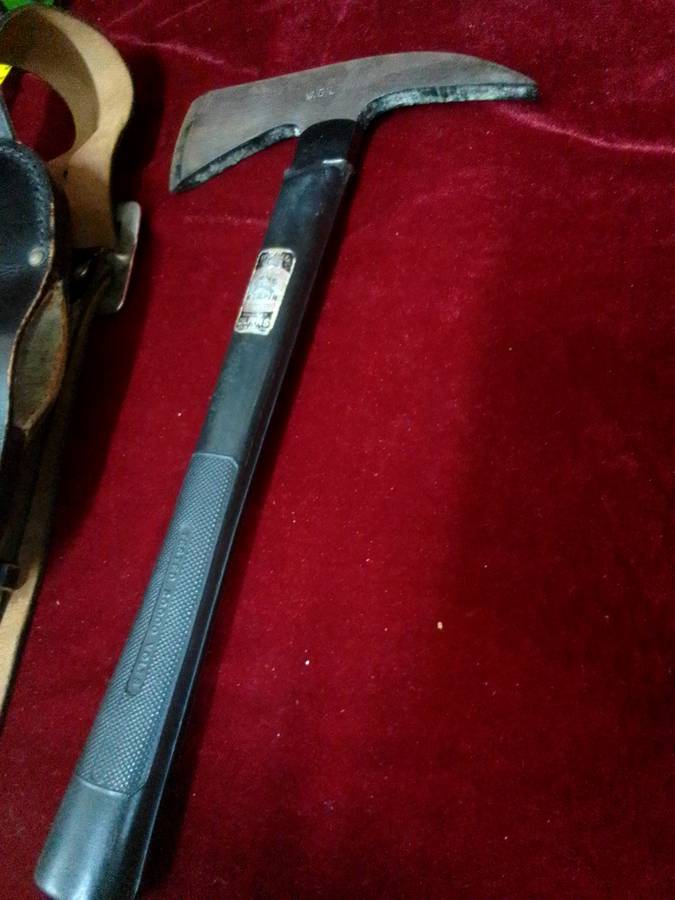 Vintage British W.Gilphin Fireman Axe with Leather Belt and Holder