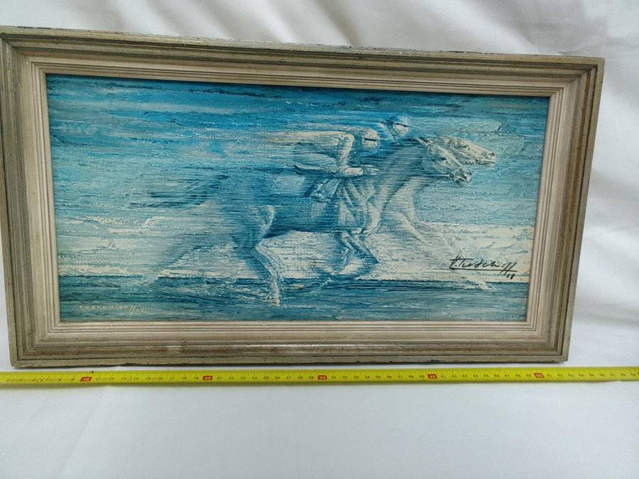 Signed 1962 Vintage Retro Print Of International Artist Vladimur Trenchikoff 1913-2006-Neck To Neck