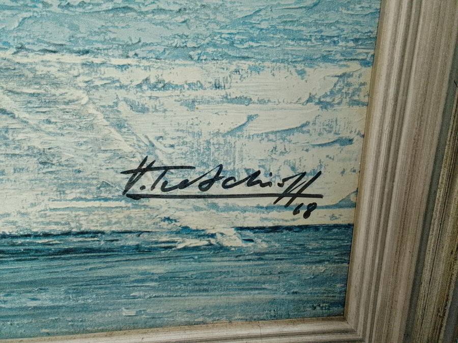 Signed 1962 Vintage Retro Print Of International Artist Vladimur Trenchikoff 1913-2006-Neck To Neck