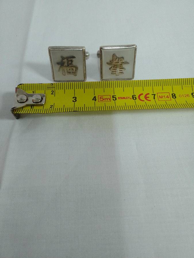 Stunning Hong Kong Sterling Silver And Mother Of Pearl Cufflinks - 14.6g - View Description