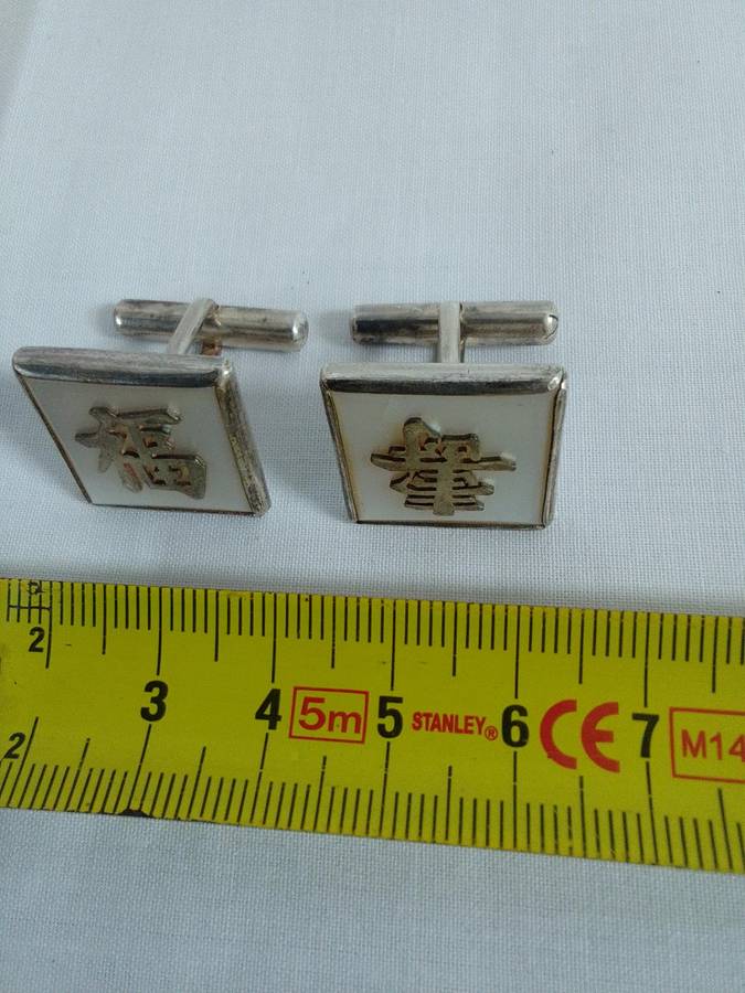 Stunning Hong Kong Sterling Silver And Mother Of Pearl Cufflinks - 14.6g - View Description