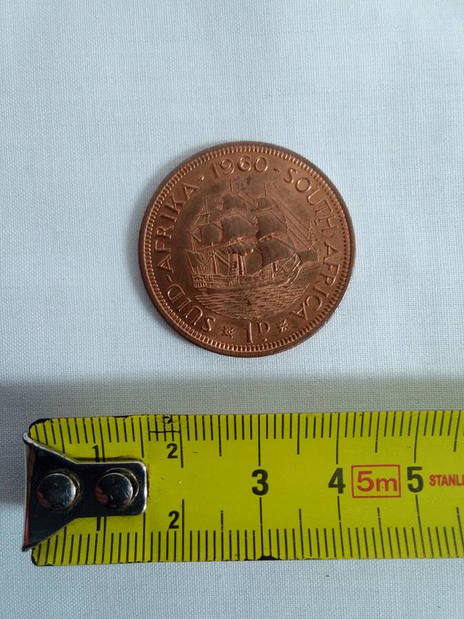 1960 Suid Afrika / South Africa 1D One Penny Coin - Good Condition