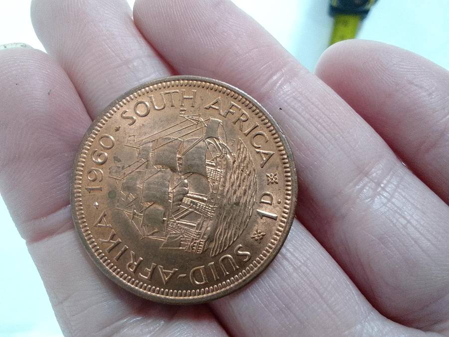 1960 Suid Afrika / South Africa 1D One Penny Coin - Good Condition