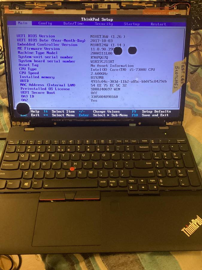 Lenovo t570 i5 7th Gen  laptop for spares etc