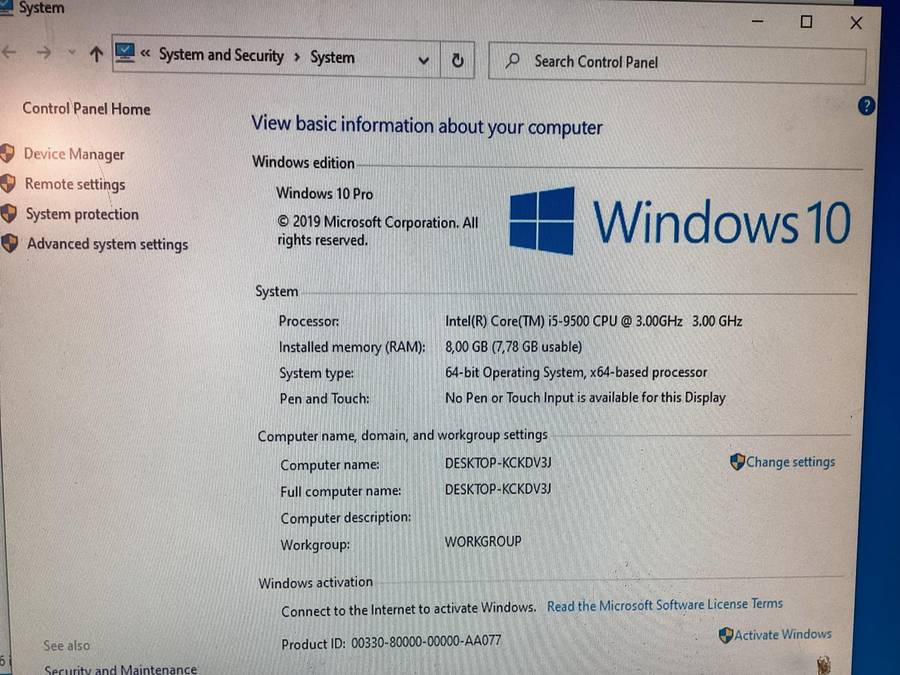 Hp I5 9th Gen, 8 gig ram desktop