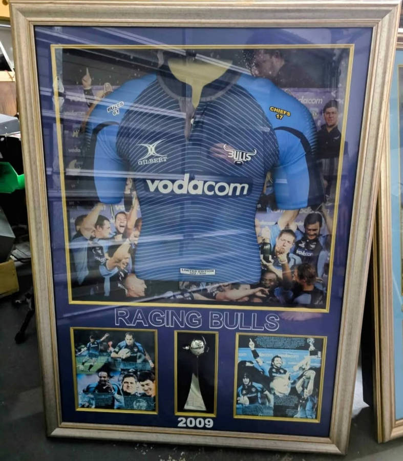 Limited Edition Framed Blue Bulls Rugby Memrobelia With Certifications