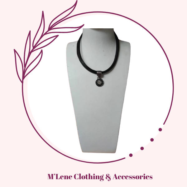 Miglio black leather necklace with slider pendant