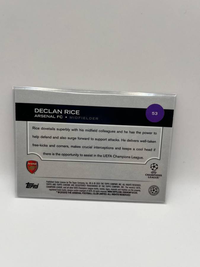 Limited Print 2024-25 Topps Chrome UCC Declan Rice Blue Refractor /150