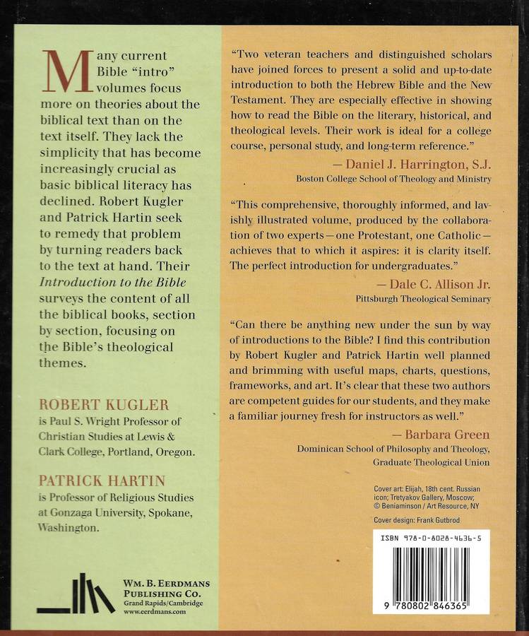 AN INTRODUCTION TO THE BIBLE Robert Kugler and Patrick J. Hartin