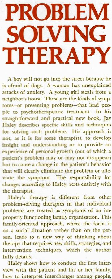 PROBLEM-SOLVING THERAPY Jay Haley