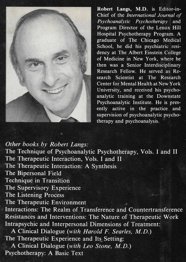 THE PSYCHOTHERAPEUTIC CONSPIRACY Robert Langs, M.D.