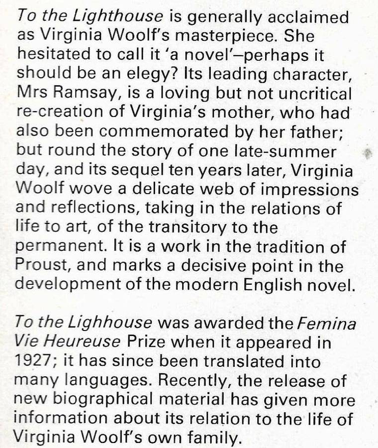 TO THE LIGHTHOUSE Virginia Woolf