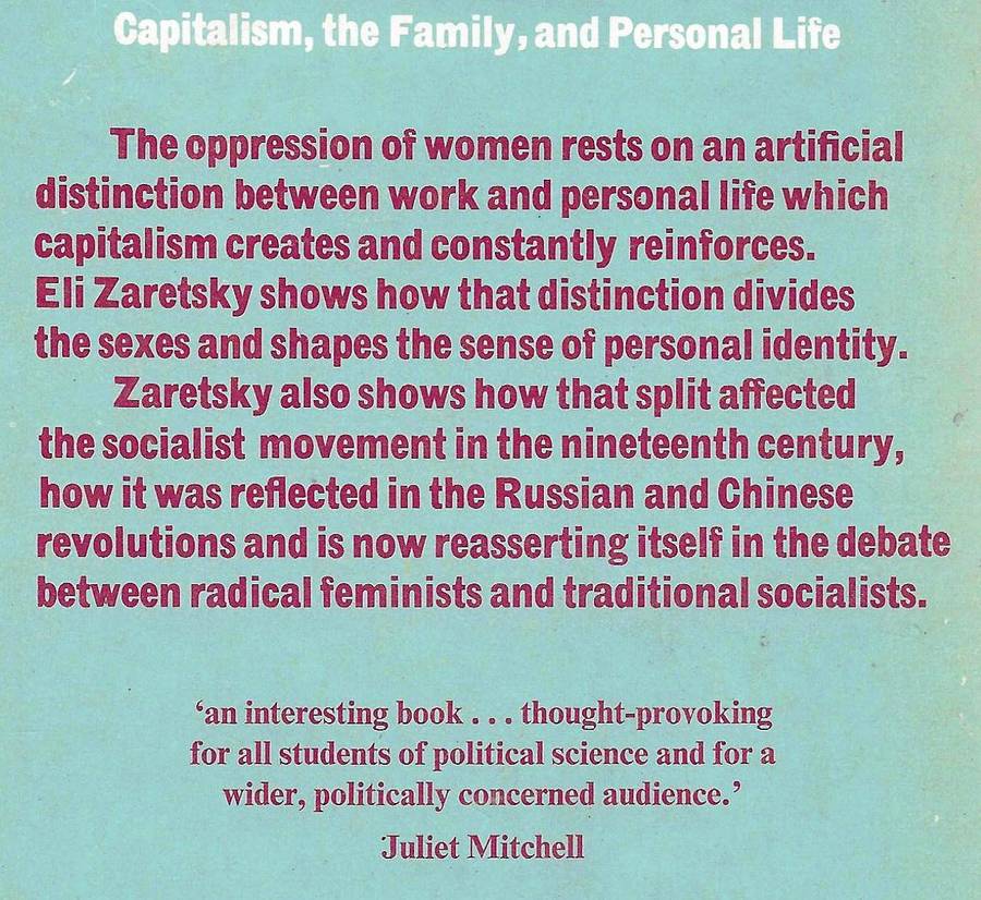 CAPITALISM, THE FAMILY AND PERSONAL LIFE [SOFTBACK] ~ ELI ZARETSKY