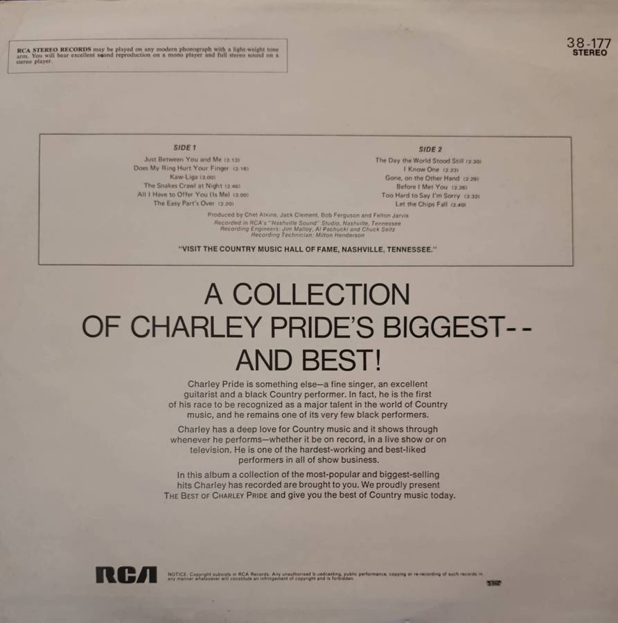 Charley Pride - The Best Of Charley Pride (Vinyl LP) 38 177