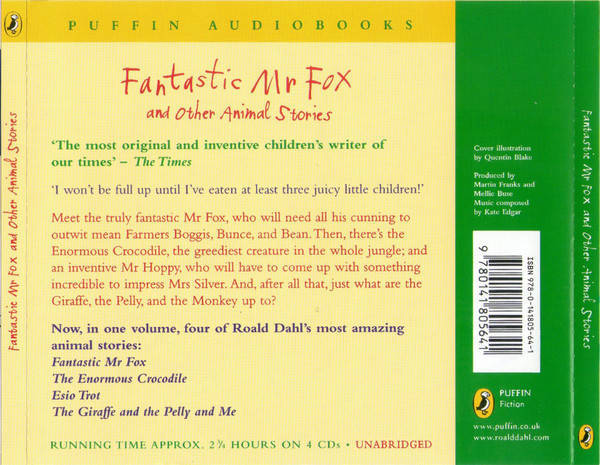 Roald Dahl  Fantastic Mr Fox And Other Animal Stories (Audio CD X4)