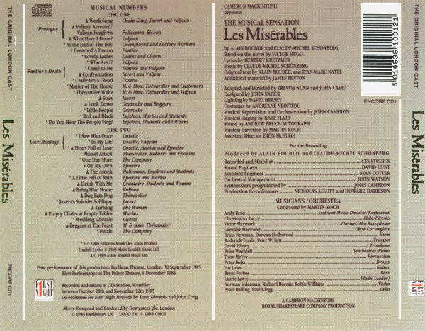 Les Misérables - The Original London Cast (CD Double)
