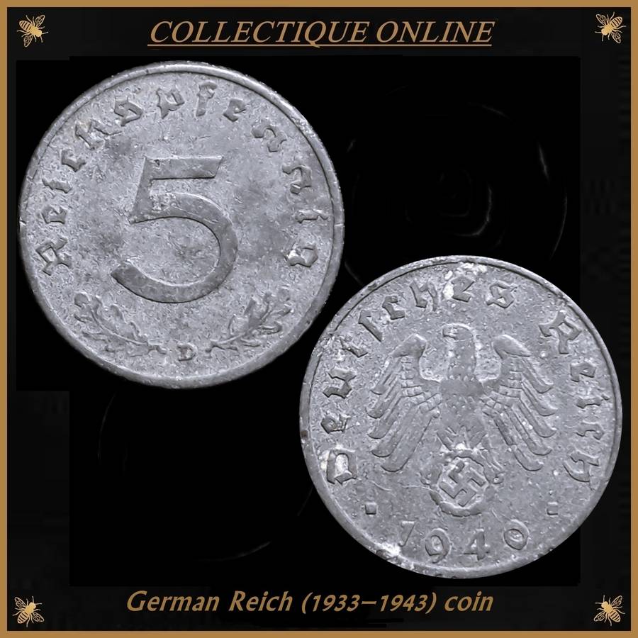 Third Reich : German Reich (1933-1943) : 5 Reichspfennig 1940 : Circ. Coin in Good Condition.