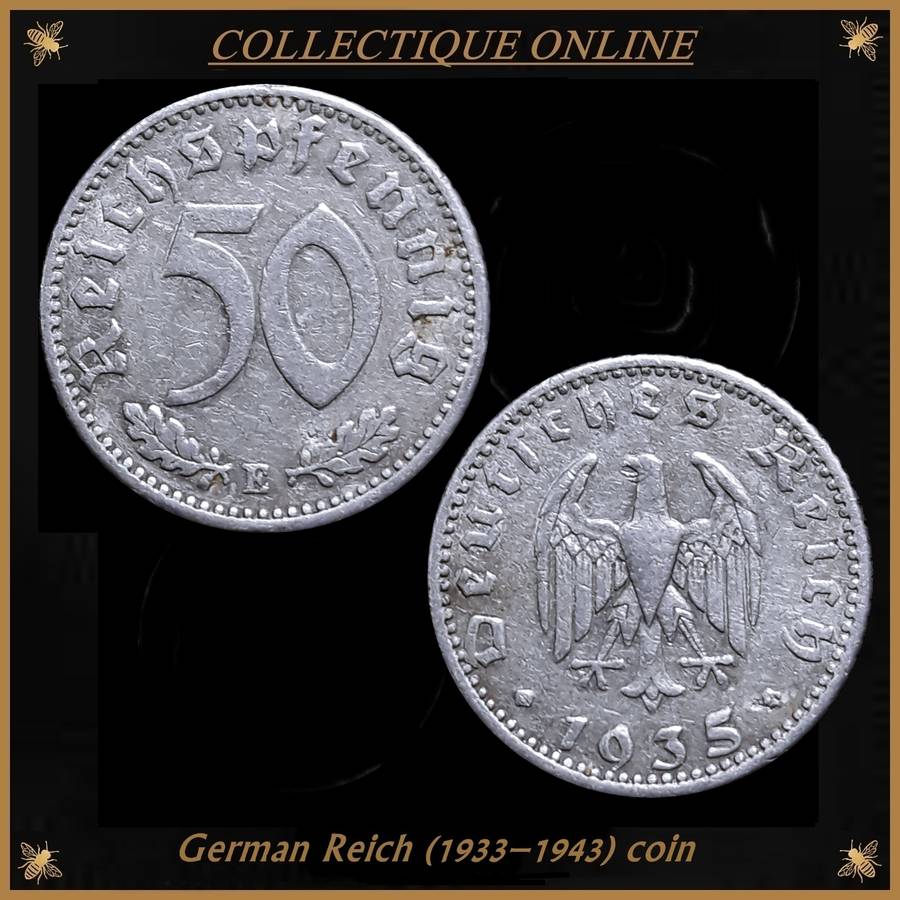 Third Reich : German Reich (1933-1943) : 50 Reichspfennig 1935 (E) : 1 of 3 : Coin in Good Condition