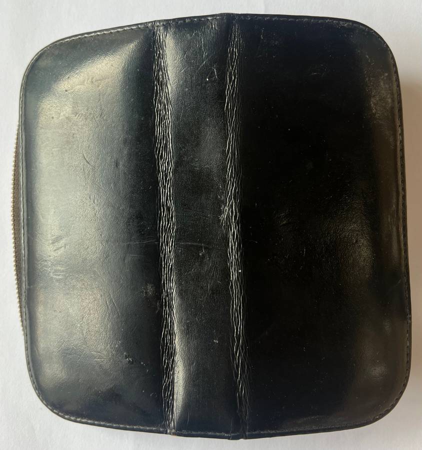 Vintage Portable Daily Pill Dispenser with Leather Case