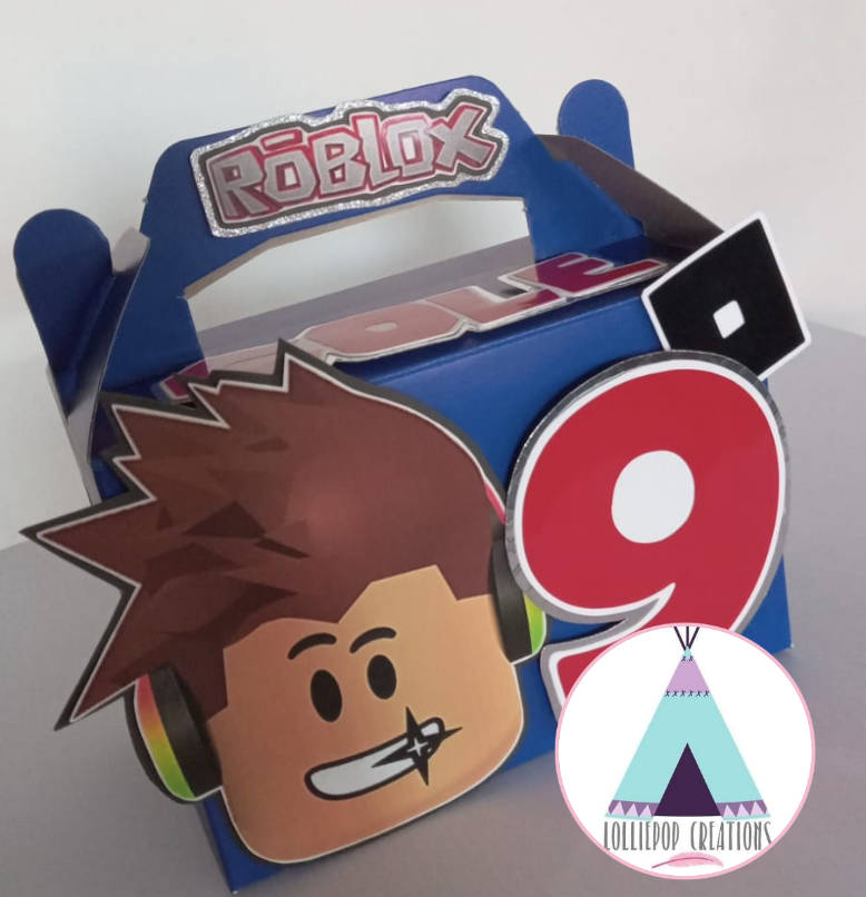 Roblox Themed and Personalised Party Boxes (10 Boxes) PLUS 10 FREE Cupcake Toppers