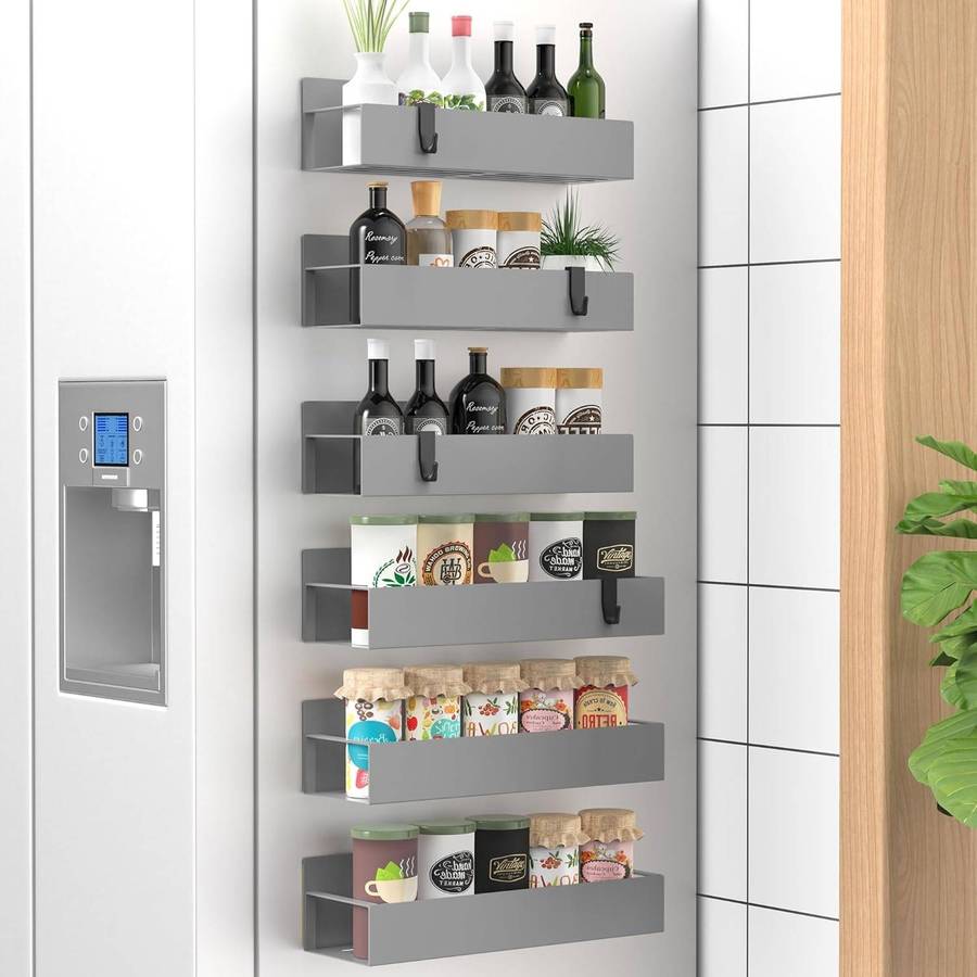 6Piece Magnetic Storage Spice Rack for Fridges & Ovens