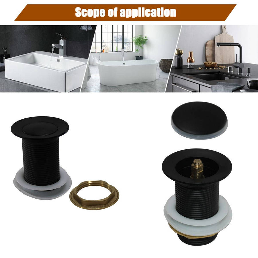 Sanitaryware Unslotted Pop-Up Waste Plug - Black