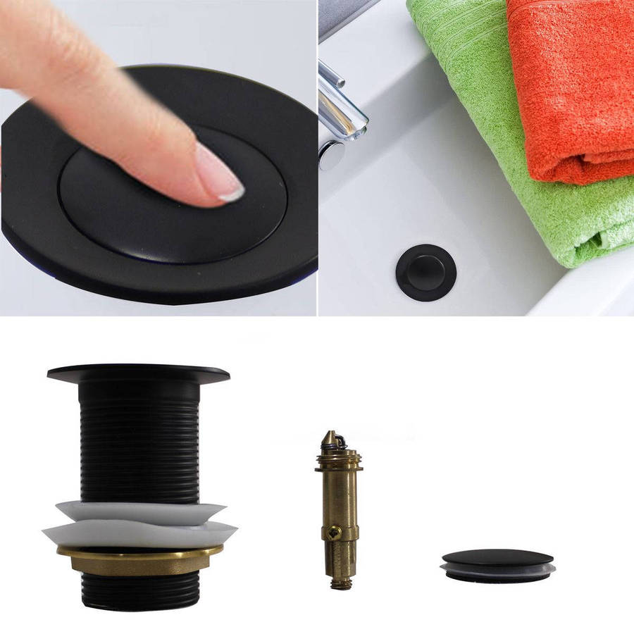 Sanitaryware Unslotted Pop-Up Waste Plug - Black