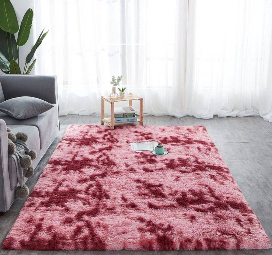 150 x 180cm   Fluffy Carpet - Shaggy & Foldable Rugs PINK