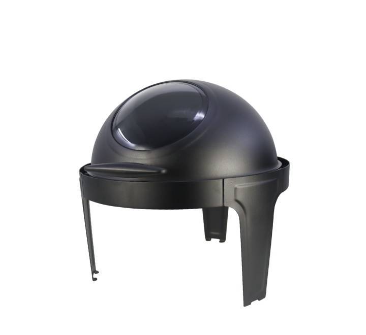 Roll Top Chafing Dish Round with Window -black l Single Pan
