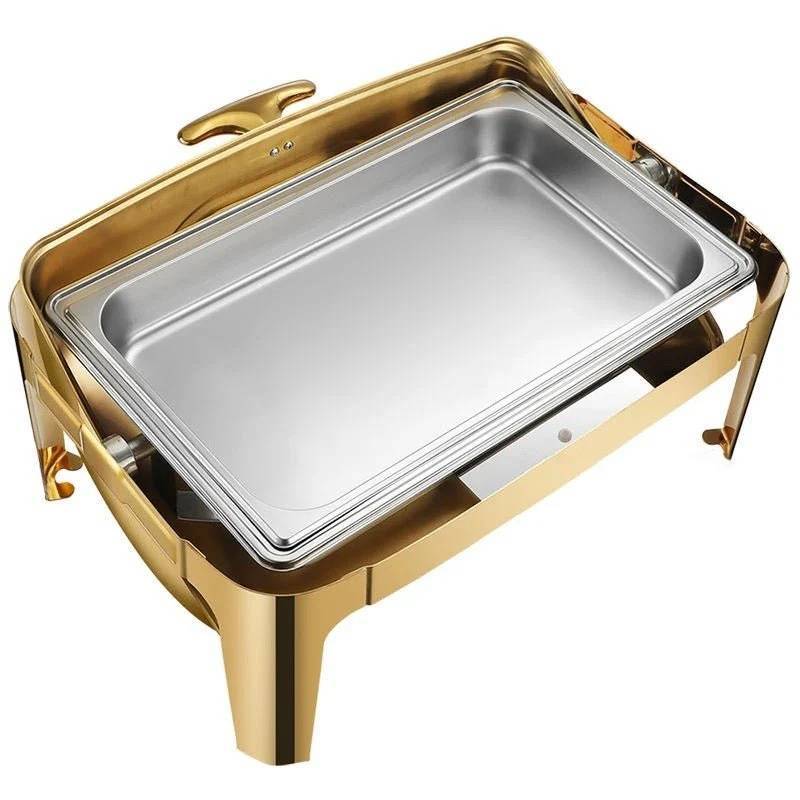 Gold Rectangle Chafing Dish With Window - 13 L