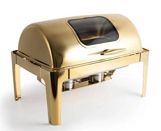 Gold Rectangle Chafing Dish With Window - 13 L
