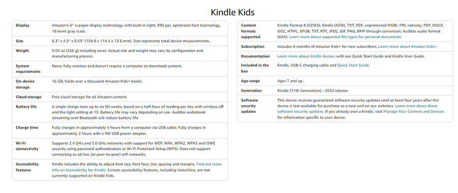 Amazon Kindle 6" 2024 model Kids Bundle (Kindle with Amazon Cover)
