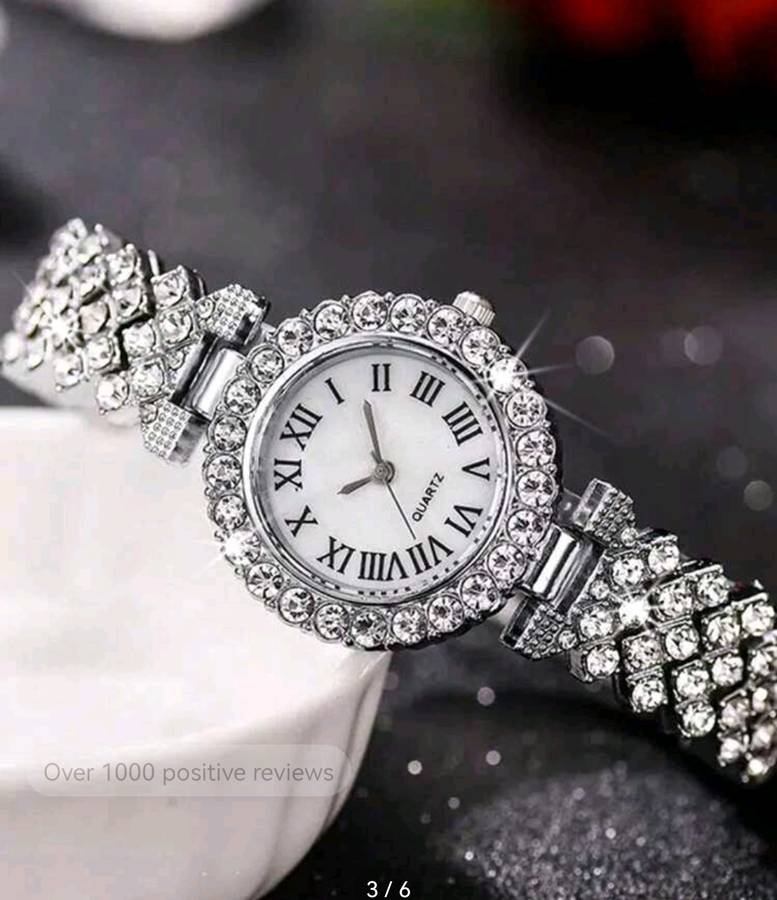 Wow amazing luxurious woman 2pc diamond decor watch