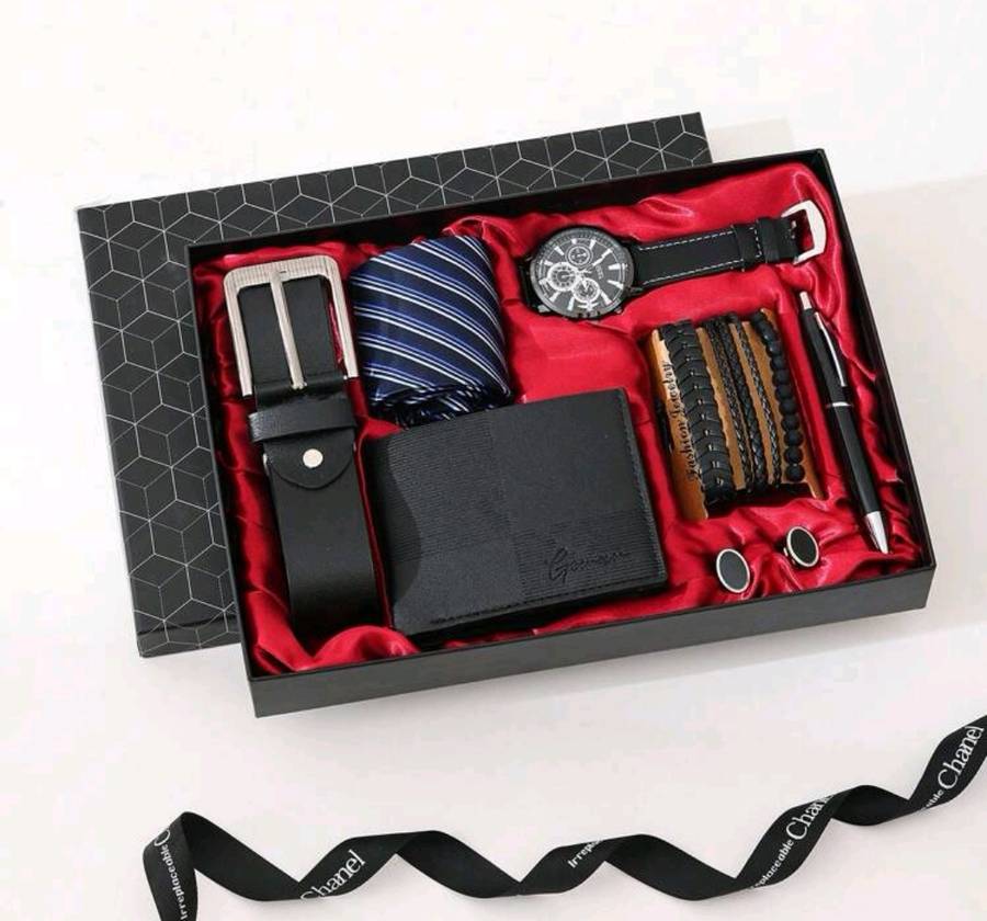 Wow amazing luxurious Men's 10 piece gift set with leather beld and wallet