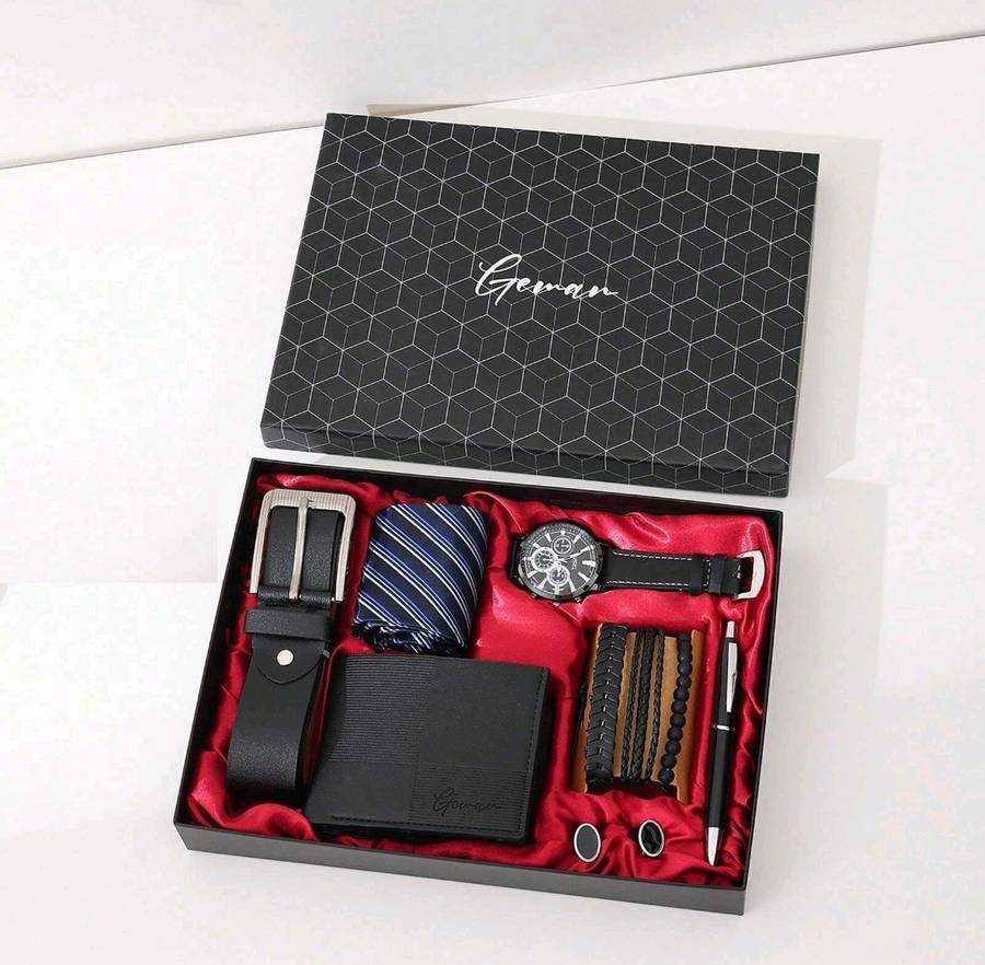 Wow amazing luxurious Men's 10 piece gift set with leather beld and wallet