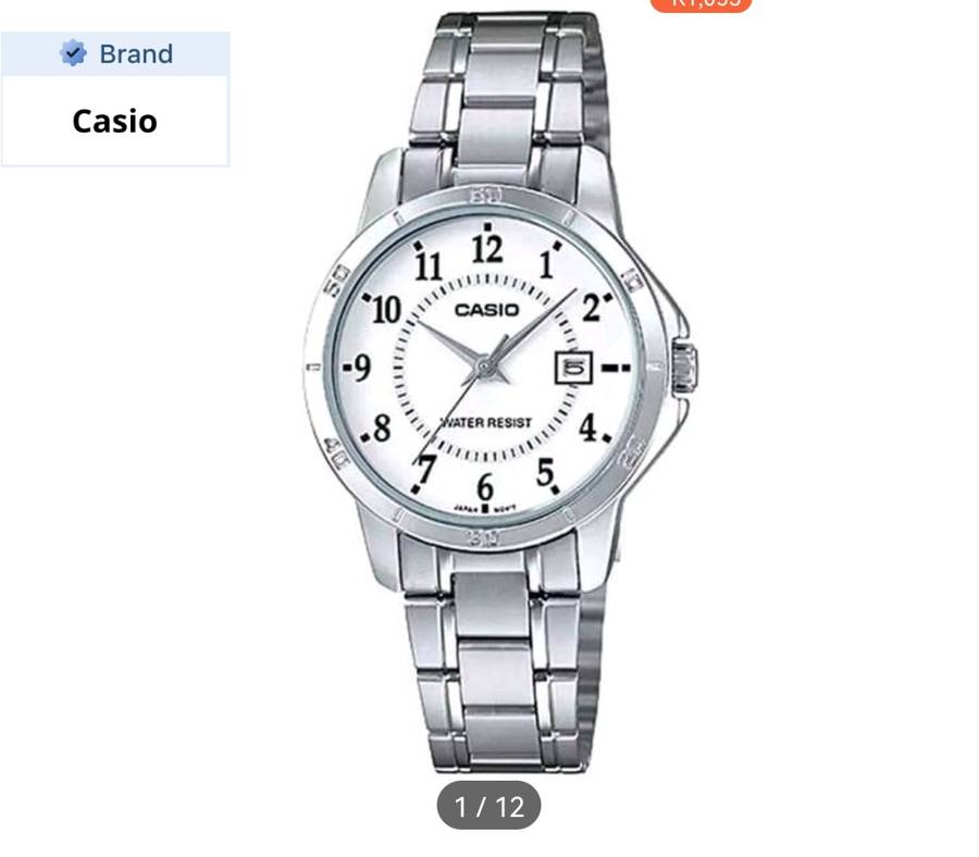 Waterproof casio watch with date