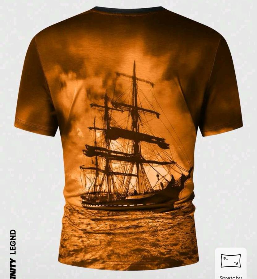 Wow amazing luxurious Men's Manfinity boat printed T shirt.