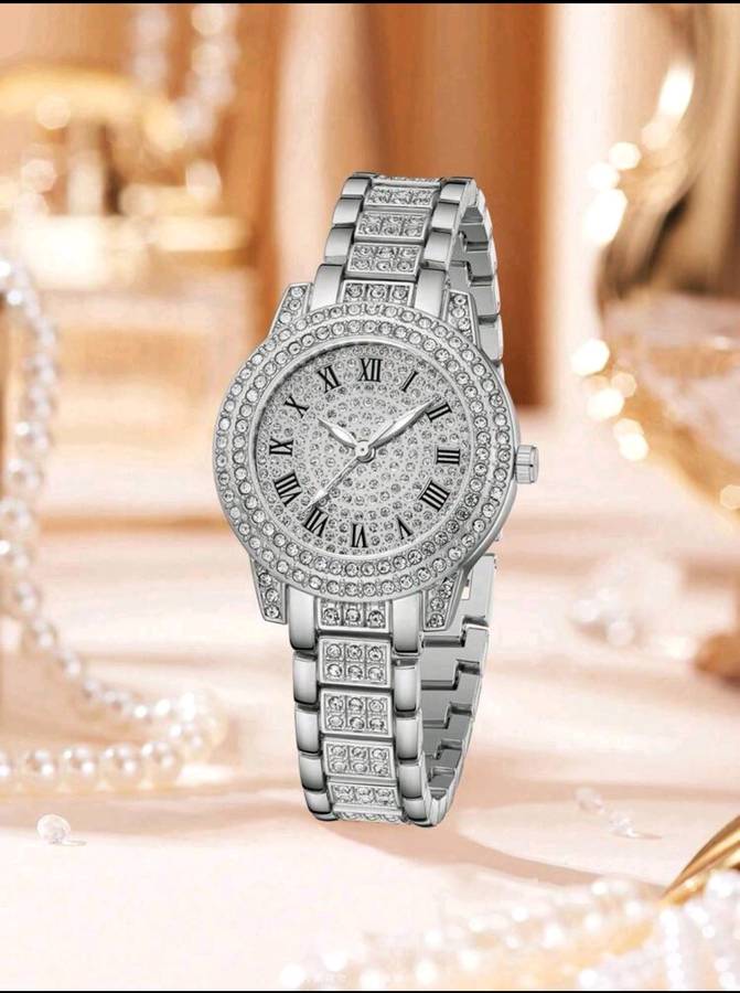 Wow amazing luxurious luxurious 2pc diamond decor Quartz Watch set