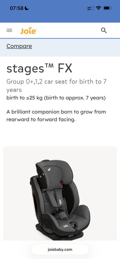 Joie Stage FX Isofix (0-25kg) 0-7 yrs
