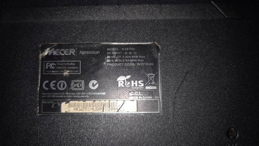 Mecer Xpression W251HU spares or repair