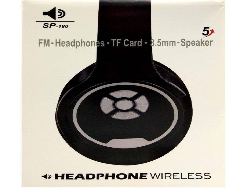 HEADPHONE Wireless Stereo Mp3 Sp-180 FM- MICROSD CARD + 3.5MM SPEAKER